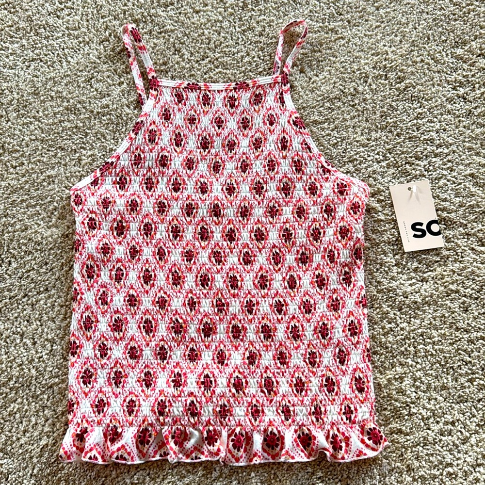 Smocked High Neck Tank 
Brand: SO
Size: Small
